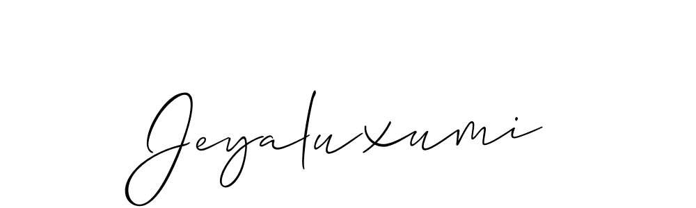 Also we have Jeyaluxumi name is the best signature style. Create professional handwritten signature collection using Allison_Script autograph style. Jeyaluxumi signature style 2 images and pictures png