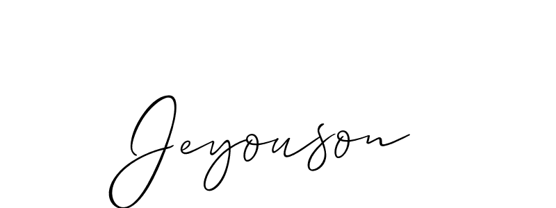 Use a signature maker to create a handwritten signature online. With this signature software, you can design (Allison_Script) your own signature for name Jeyouson. Jeyouson signature style 2 images and pictures png