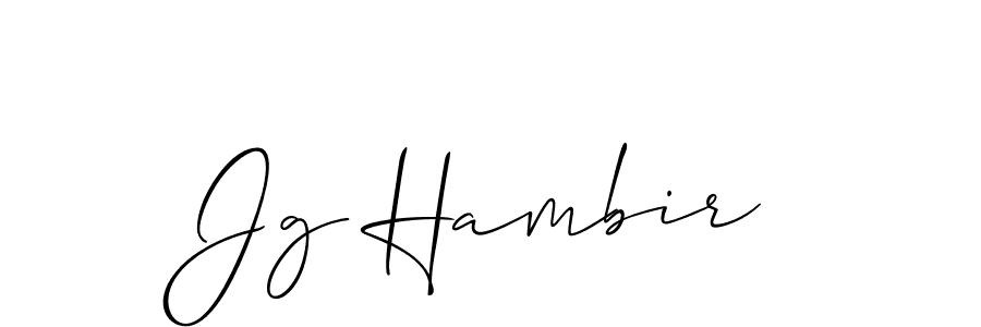 Design your own signature with our free online signature maker. With this signature software, you can create a handwritten (Allison_Script) signature for name Jg Hambir. Jg Hambir signature style 2 images and pictures png