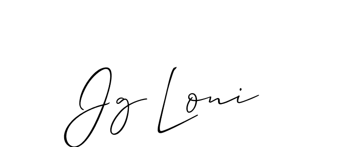 Create a beautiful signature design for name Jg Loni. With this signature (Allison_Script) fonts, you can make a handwritten signature for free. Jg Loni signature style 2 images and pictures png
