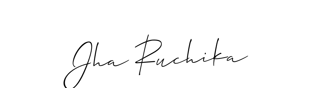 Also You can easily find your signature by using the search form. We will create Jha Ruchika name handwritten signature images for you free of cost using Allison_Script sign style. Jha Ruchika signature style 2 images and pictures png