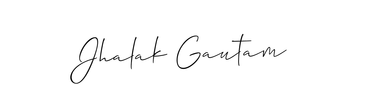 Allison_Script is a professional signature style that is perfect for those who want to add a touch of class to their signature. It is also a great choice for those who want to make their signature more unique. Get Jhalak Gautam name to fancy signature for free. Jhalak Gautam signature style 2 images and pictures png