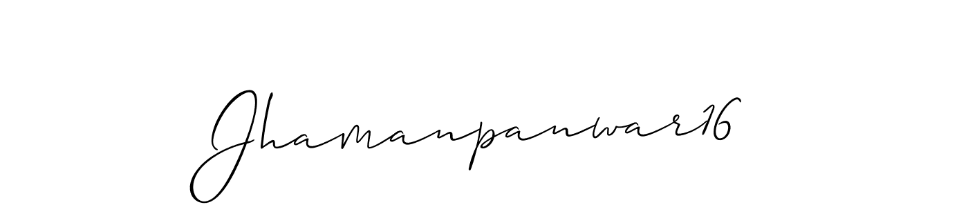 Make a beautiful signature design for name Jhamanpanwar16. With this signature (Allison_Script) style, you can create a handwritten signature for free. Jhamanpanwar16 signature style 2 images and pictures png