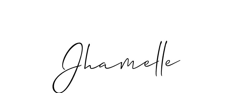 Create a beautiful signature design for name Jhamelle. With this signature (Allison_Script) fonts, you can make a handwritten signature for free. Jhamelle signature style 2 images and pictures png