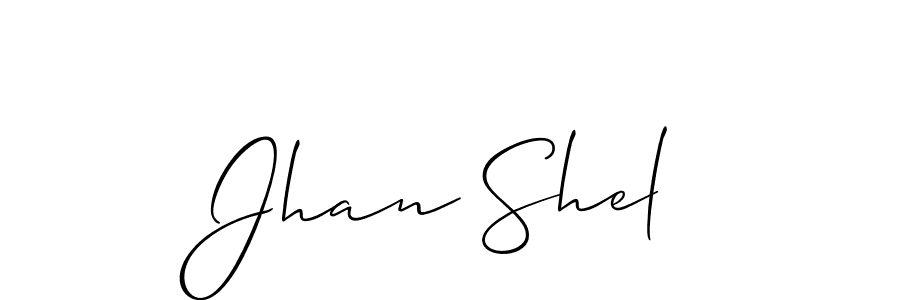 The best way (Allison_Script) to make a short signature is to pick only two or three words in your name. The name Jhan Shel include a total of six letters. For converting this name. Jhan Shel signature style 2 images and pictures png