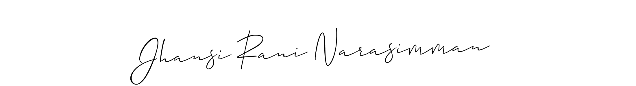 Create a beautiful signature design for name Jhansi Rani Narasimman. With this signature (Allison_Script) fonts, you can make a handwritten signature for free. Jhansi Rani Narasimman signature style 2 images and pictures png