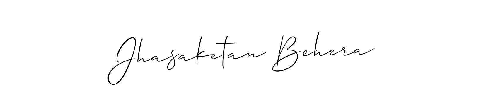 Similarly Allison_Script is the best handwritten signature design. Signature creator online .You can use it as an online autograph creator for name Jhasaketan Behera. Jhasaketan Behera signature style 2 images and pictures png
