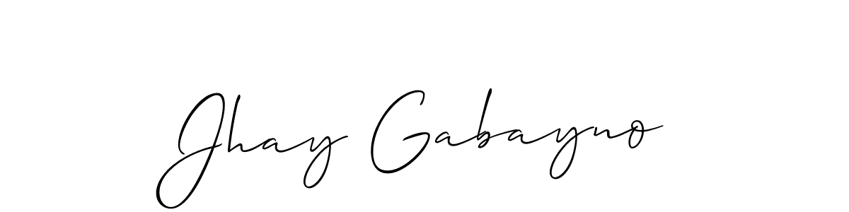 if you are searching for the best signature style for your name Jhay Gabayno. so please give up your signature search. here we have designed multiple signature styles  using Allison_Script. Jhay Gabayno signature style 2 images and pictures png