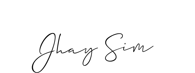 Also You can easily find your signature by using the search form. We will create Jhay Sim name handwritten signature images for you free of cost using Allison_Script sign style. Jhay Sim signature style 2 images and pictures png