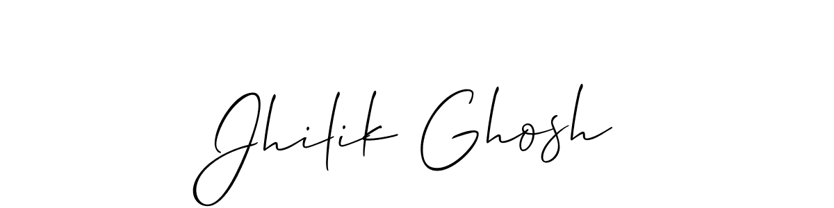 The best way (Allison_Script) to make a short signature is to pick only two or three words in your name. The name Jhilik Ghosh include a total of six letters. For converting this name. Jhilik Ghosh signature style 2 images and pictures png