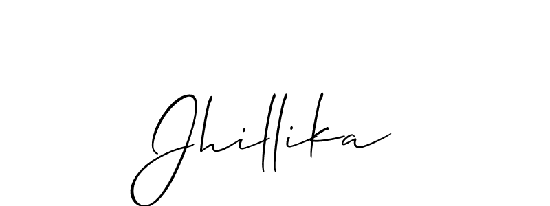 It looks lik you need a new signature style for name Jhillika. Design unique handwritten (Allison_Script) signature with our free signature maker in just a few clicks. Jhillika signature style 2 images and pictures png