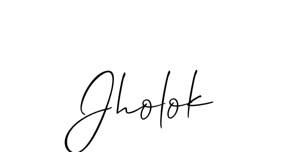 The best way (Allison_Script) to make a short signature is to pick only two or three words in your name. The name Jholok include a total of six letters. For converting this name. Jholok signature style 2 images and pictures png
