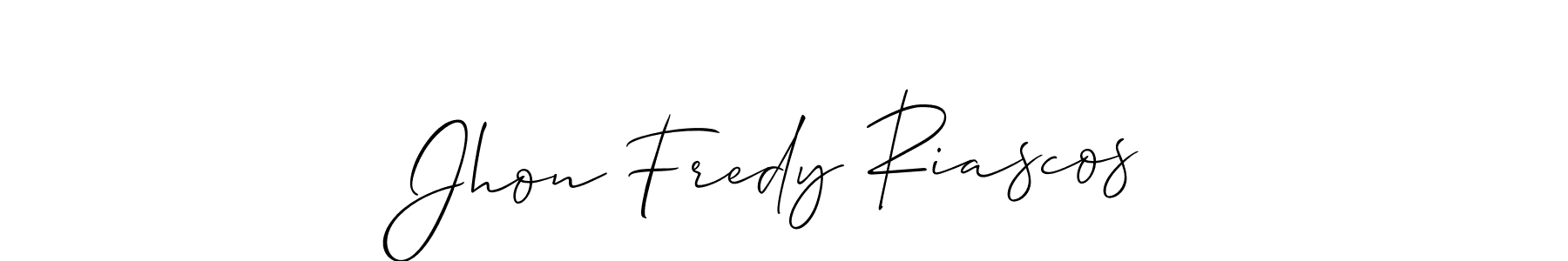 Make a short Jhon Fredy Riascos signature style. Manage your documents anywhere anytime using Allison_Script. Create and add eSignatures, submit forms, share and send files easily. Jhon Fredy Riascos signature style 2 images and pictures png