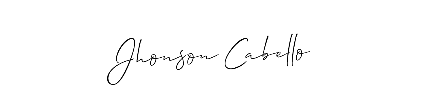 How to make Jhonson Cabello name signature. Use Allison_Script style for creating short signs online. This is the latest handwritten sign. Jhonson Cabello signature style 2 images and pictures png