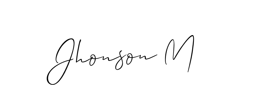 It looks lik you need a new signature style for name Jhonson M. Design unique handwritten (Allison_Script) signature with our free signature maker in just a few clicks. Jhonson M signature style 2 images and pictures png