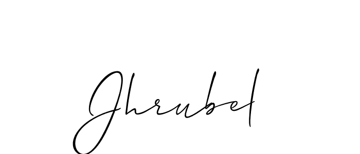 The best way (Allison_Script) to make a short signature is to pick only two or three words in your name. The name Jhrubel include a total of six letters. For converting this name. Jhrubel signature style 2 images and pictures png