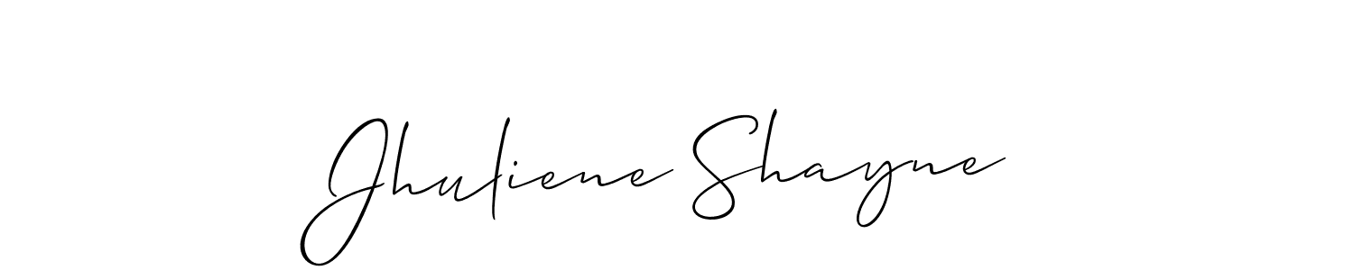 It looks lik you need a new signature style for name Jhuliene Shayne. Design unique handwritten (Allison_Script) signature with our free signature maker in just a few clicks. Jhuliene Shayne signature style 2 images and pictures png