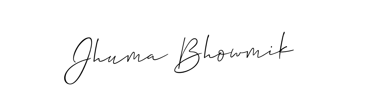 Allison_Script is a professional signature style that is perfect for those who want to add a touch of class to their signature. It is also a great choice for those who want to make their signature more unique. Get Jhuma Bhowmik name to fancy signature for free. Jhuma Bhowmik signature style 2 images and pictures png