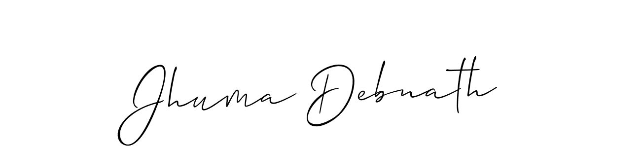 Allison_Script is a professional signature style that is perfect for those who want to add a touch of class to their signature. It is also a great choice for those who want to make their signature more unique. Get Jhuma Debnath name to fancy signature for free. Jhuma Debnath signature style 2 images and pictures png