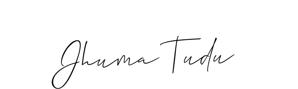 Design your own signature with our free online signature maker. With this signature software, you can create a handwritten (Allison_Script) signature for name Jhuma Tudu. Jhuma Tudu signature style 2 images and pictures png