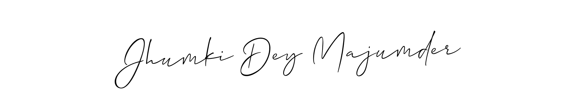 Allison_Script is a professional signature style that is perfect for those who want to add a touch of class to their signature. It is also a great choice for those who want to make their signature more unique. Get Jhumki Dey Majumder name to fancy signature for free. Jhumki Dey Majumder signature style 2 images and pictures png