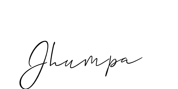 Use a signature maker to create a handwritten signature online. With this signature software, you can design (Allison_Script) your own signature for name Jhumpa. Jhumpa signature style 2 images and pictures png