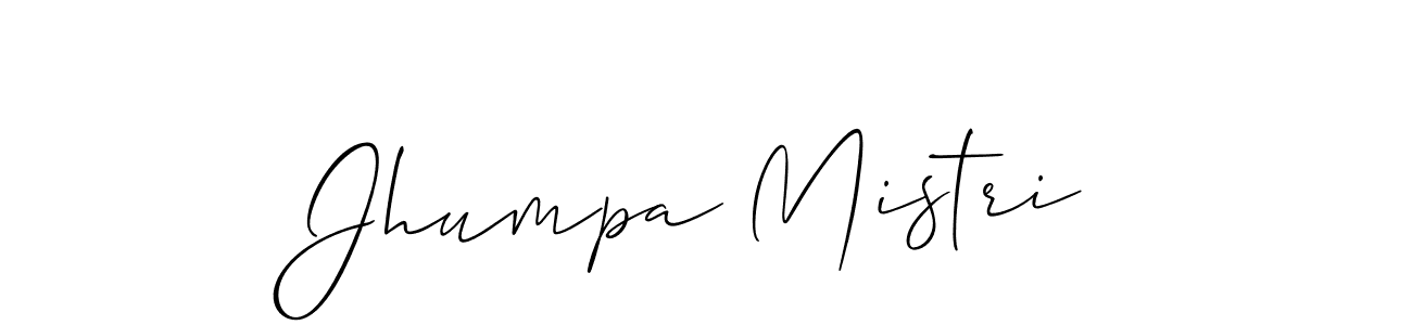 Make a beautiful signature design for name Jhumpa Mistri. With this signature (Allison_Script) style, you can create a handwritten signature for free. Jhumpa Mistri signature style 2 images and pictures png