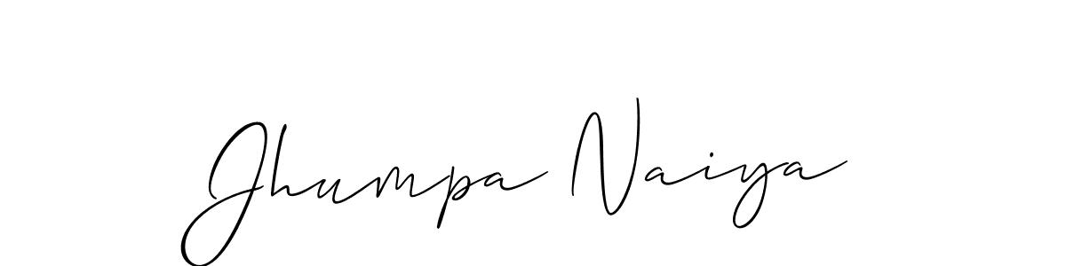Allison_Script is a professional signature style that is perfect for those who want to add a touch of class to their signature. It is also a great choice for those who want to make their signature more unique. Get Jhumpa Naiya name to fancy signature for free. Jhumpa Naiya signature style 2 images and pictures png