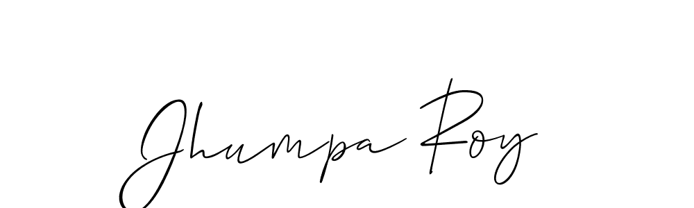 Create a beautiful signature design for name Jhumpa Roy. With this signature (Allison_Script) fonts, you can make a handwritten signature for free. Jhumpa Roy signature style 2 images and pictures png