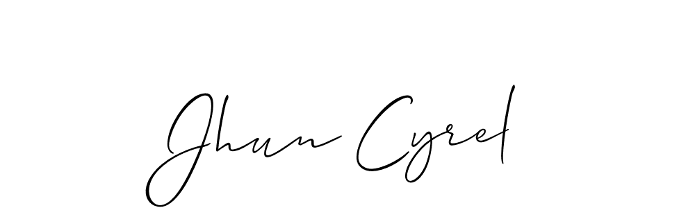 It looks lik you need a new signature style for name Jhun Cyrel. Design unique handwritten (Allison_Script) signature with our free signature maker in just a few clicks. Jhun Cyrel signature style 2 images and pictures png