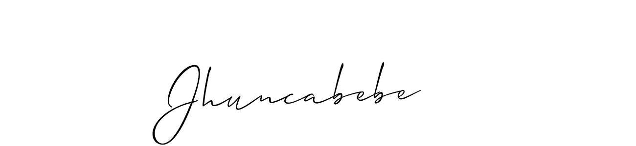 Allison_Script is a professional signature style that is perfect for those who want to add a touch of class to their signature. It is also a great choice for those who want to make their signature more unique. Get Jhuncabebe    name to fancy signature for free. Jhuncabebe    signature style 2 images and pictures png