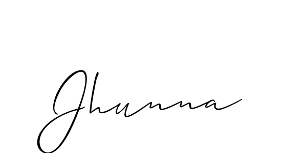 Create a beautiful signature design for name Jhunna. With this signature (Allison_Script) fonts, you can make a handwritten signature for free. Jhunna signature style 2 images and pictures png