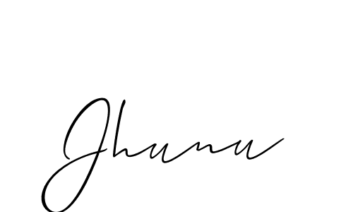 Create a beautiful signature design for name Jhunu. With this signature (Allison_Script) fonts, you can make a handwritten signature for free. Jhunu signature style 2 images and pictures png