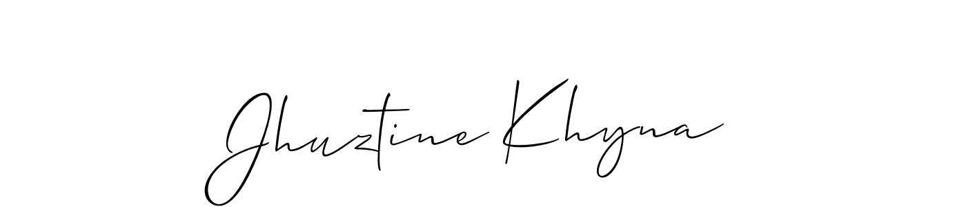 Similarly Allison_Script is the best handwritten signature design. Signature creator online .You can use it as an online autograph creator for name Jhuztine Khyna. Jhuztine Khyna signature style 2 images and pictures png