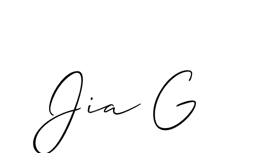 if you are searching for the best signature style for your name Jia G. so please give up your signature search. here we have designed multiple signature styles  using Allison_Script. Jia G signature style 2 images and pictures png