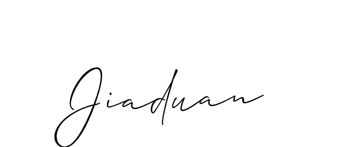 Allison_Script is a professional signature style that is perfect for those who want to add a touch of class to their signature. It is also a great choice for those who want to make their signature more unique. Get Jiaduan name to fancy signature for free. Jiaduan signature style 2 images and pictures png