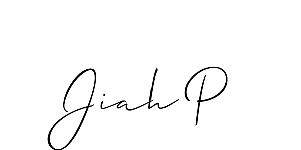 Jiah P stylish signature style. Best Handwritten Sign (Allison_Script) for my name. Handwritten Signature Collection Ideas for my name Jiah P. Jiah P signature style 2 images and pictures png