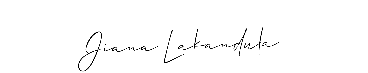 Similarly Allison_Script is the best handwritten signature design. Signature creator online .You can use it as an online autograph creator for name Jiana Lakandula. Jiana Lakandula signature style 2 images and pictures png