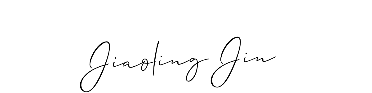 You should practise on your own different ways (Allison_Script) to write your name (Jiaoling Jin) in signature. don't let someone else do it for you. Jiaoling Jin signature style 2 images and pictures png