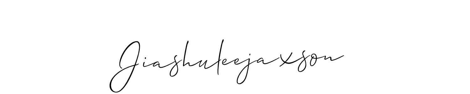 How to make Jiashuleejaxson name signature. Use Allison_Script style for creating short signs online. This is the latest handwritten sign. Jiashuleejaxson signature style 2 images and pictures png
