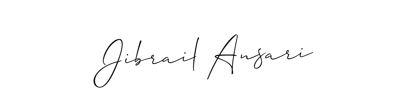 Allison_Script is a professional signature style that is perfect for those who want to add a touch of class to their signature. It is also a great choice for those who want to make their signature more unique. Get Jibrail Ansari name to fancy signature for free. Jibrail Ansari signature style 2 images and pictures png