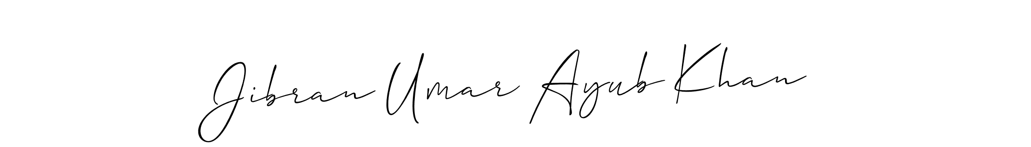 How to make Jibran Umar Ayub Khan signature? Allison_Script is a professional autograph style. Create handwritten signature for Jibran Umar Ayub Khan name. Jibran Umar Ayub Khan signature style 2 images and pictures png