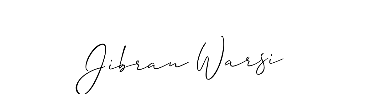 How to make Jibran Warsi name signature. Use Allison_Script style for creating short signs online. This is the latest handwritten sign. Jibran Warsi signature style 2 images and pictures png