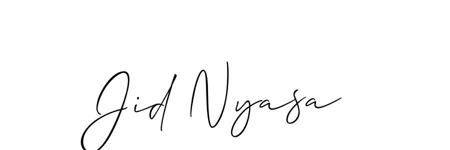 Use a signature maker to create a handwritten signature online. With this signature software, you can design (Allison_Script) your own signature for name Jid Nyasa. Jid Nyasa signature style 2 images and pictures png
