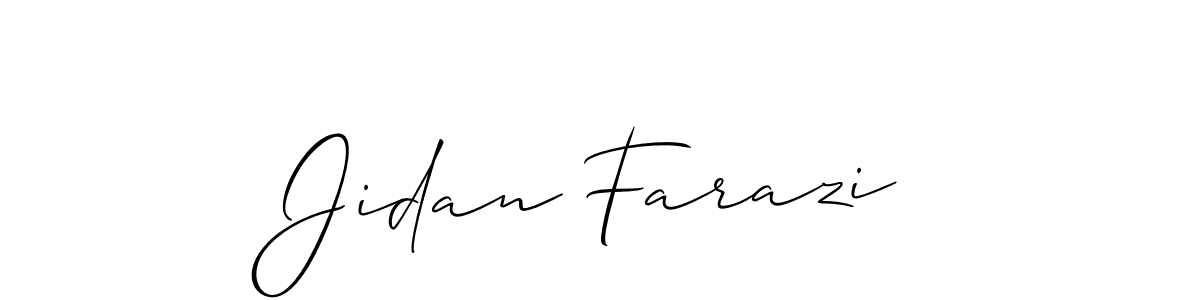 The best way (Allison_Script) to make a short signature is to pick only two or three words in your name. The name Jidan Farazi include a total of six letters. For converting this name. Jidan Farazi signature style 2 images and pictures png