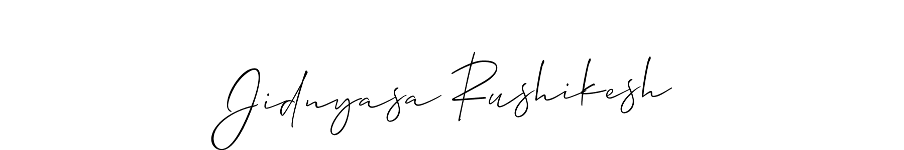 Allison_Script is a professional signature style that is perfect for those who want to add a touch of class to their signature. It is also a great choice for those who want to make their signature more unique. Get Jidnyasa Rushikesh name to fancy signature for free. Jidnyasa Rushikesh signature style 2 images and pictures png