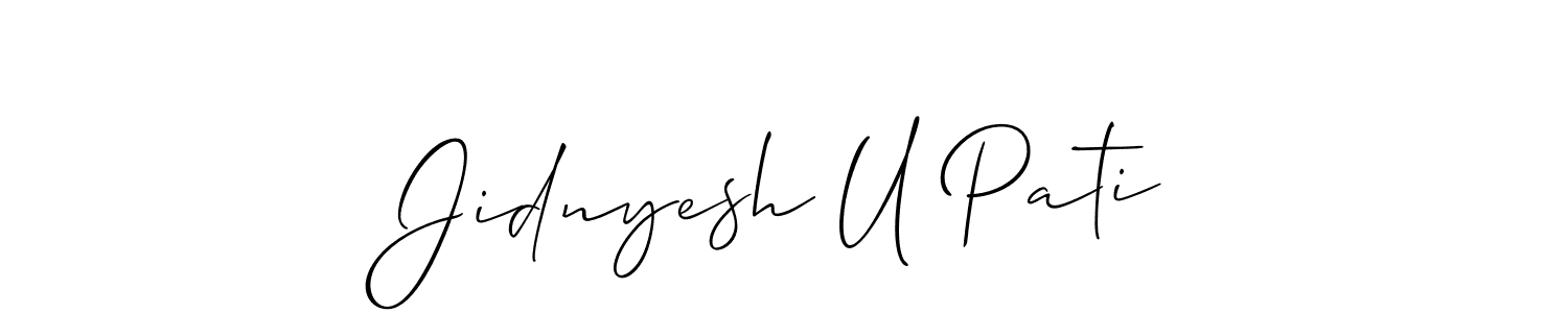 Make a beautiful signature design for name Jidnyesh U Pati. With this signature (Allison_Script) style, you can create a handwritten signature for free. Jidnyesh U Pati signature style 2 images and pictures png