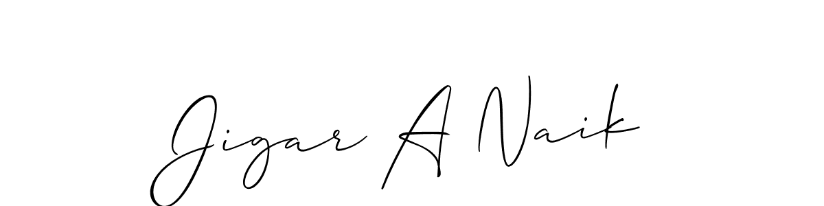 Make a beautiful signature design for name Jigar A Naik. With this signature (Allison_Script) style, you can create a handwritten signature for free. Jigar A Naik signature style 2 images and pictures png