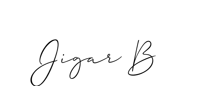 Create a beautiful signature design for name Jigar B. With this signature (Allison_Script) fonts, you can make a handwritten signature for free. Jigar B signature style 2 images and pictures png