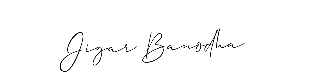 Make a beautiful signature design for name Jigar Banodha. With this signature (Allison_Script) style, you can create a handwritten signature for free. Jigar Banodha signature style 2 images and pictures png